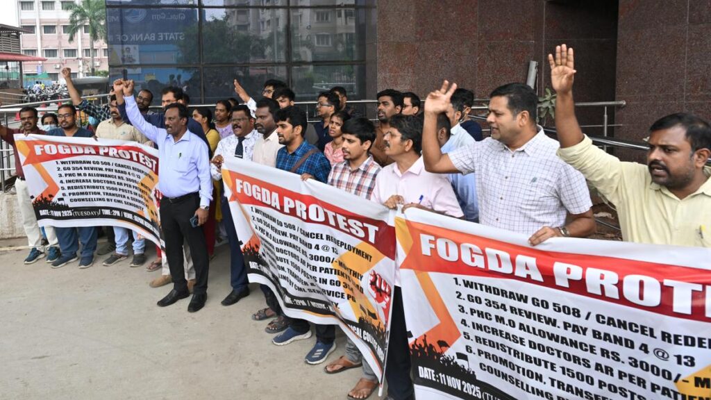 Government doctors associations stage protest against redeployment of personnel