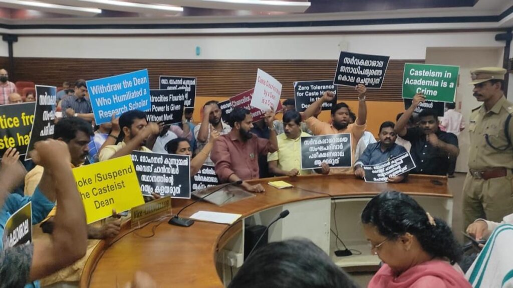 Chaos erupts at Kerala University senate meet over caste remark row